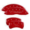 MGP 4 Caliper Covers Engraved Front Cursive/Challenger Rear RT Red finish silver ch - Brakes Rotors & Pads