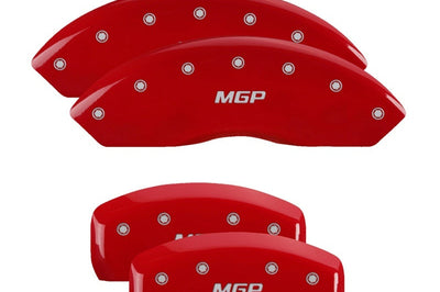 MGP 4 Caliper Covers Engraved Front Lincoln Rear MKZ Red finish silver ch - Brakes Rotors & Pads