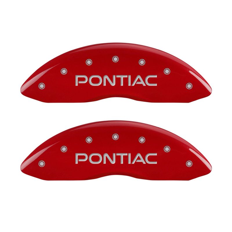 MGP 4 Caliper Covers Engraved Front Pontiac Rear Arrow Red finish silver ch - Brakes Rotors & Pads