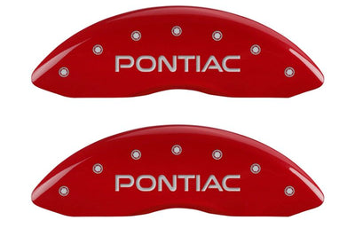 MGP 4 Caliper Covers Engraved Front Pontiac Rear Arrow Red finish silver ch - Brakes Rotors & Pads