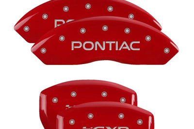 MGP 4 Caliper Covers Engraved Front Pontiac Rear GXP Red finish silver ch - Brakes Rotors & Pads