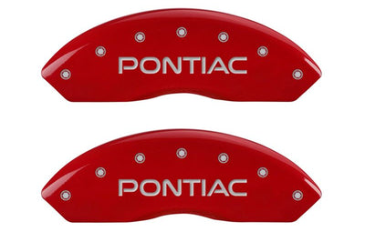 MGP 4 Caliper Covers Engraved Front Pontiac Rear GXP Red finish silver ch - Brakes Rotors & Pads