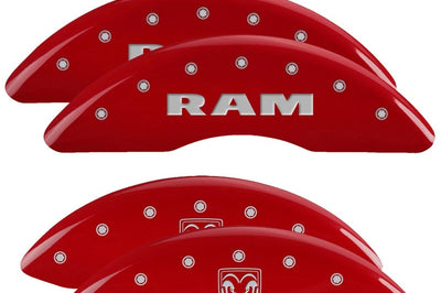 MGP 4 Caliper Covers Engraved Front RAM Rear RAMHEAD Red finish silver ch Brakes Rotors & Pads