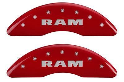 MGP 4 Caliper Covers Engraved Front RAM Rear RAMHEAD Red finish silver ch Brakes Rotors & Pads