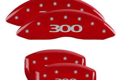 MGP 4 Caliper Covers Engraved Front & Rear 300 Red finish silver ch - Brakes Rotors Pads