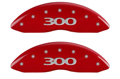 MGP 4 Caliper Covers Engraved Front & Rear 300 Red finish silver ch - Brakes Rotors Pads