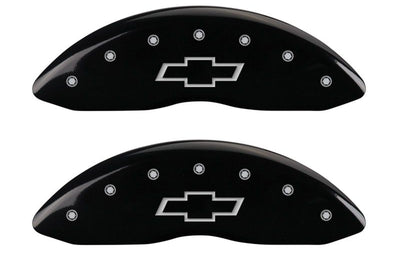 MGP 4 Caliper Covers Engraved Front & Rear Bowtie Black finish silver ch - Brakes Rotors Pads