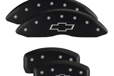 MGP 4 Caliper Covers Engraved Front & Rear Bowtie Red finish silver ch - Brakes Rotors Pads