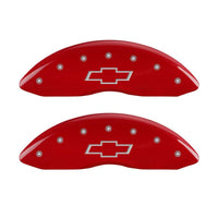 MGP 4 Caliper Covers Engraved Front & Rear Bowtie Red finish silver ch - Brakes Rotors Pads