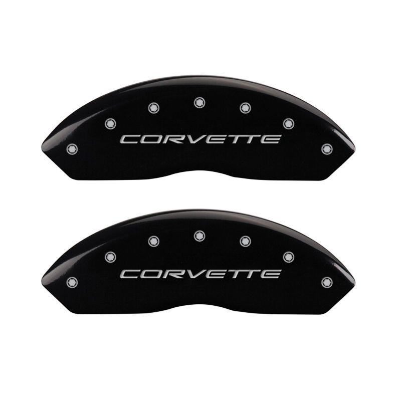 MGP 4 Caliper Covers Engraved Front & Rear C5/Corvette Black finish silver ch - Brakes Rotors Pads