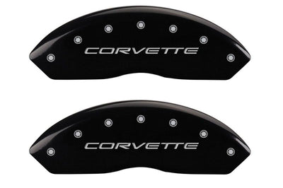 MGP 4 Caliper Covers Engraved Front & Rear C5/Corvette Black finish silver ch - Brakes Rotors Pads