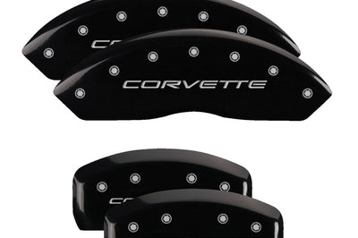 MGP 4 Caliper Covers Engraved Front & Rear C5/Corvette Black finish silver ch - Brakes Rotors Pads