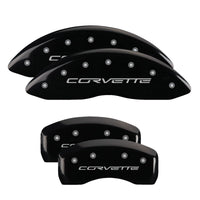 MGP 4 Caliper Covers Engraved Front & Rear C6/Corvette Black finish silver ch Brakes Rotors Pads