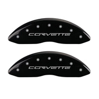 MGP 4 Caliper Covers Engraved Front & Rear C6/Corvette Black finish silver ch Brakes Rotors Pads