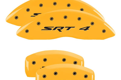 MGP 4 Caliper Covers Engraved Front & Rear C6/Corvette Yellow finish black ch - Brakes Rotors Pads