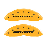 MGP 4 Caliper Covers Engraved Front & Rear C6/Corvette Yellow finish black ch - Brakes Rotors Pads