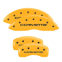 MGP 4 Caliper Covers Engraved Front & Rear C6/Corvette Yellow finish black ch - Brakes Rotors Pads