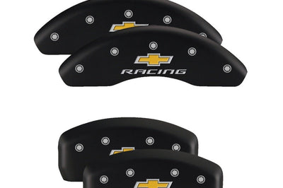 MGP 4 Caliper Covers Engraved Front & Rear Cursive/Camaro Red finish silver ch - Brakes Rotors Pads