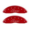 MGP 4 Caliper Covers Engraved Front & Rear Cursive/Camaro Red finish silver ch - Brakes Rotors Pads