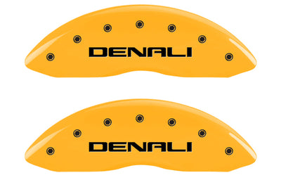 MGP 4 Caliper Covers Engraved Front & Rear Denali Yellow finish black ch - Brakes Rotors Pads