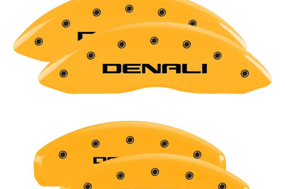 MGP 4 Caliper Covers Engraved Front & Rear Denali Yellow finish black ch - Brakes Rotors Pads
