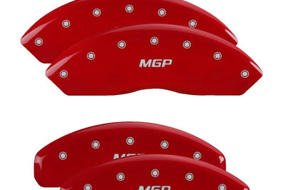 MGP 4 Caliper Covers Engraved Front & Rear Escalade Red finish silver ch - Brakes Rotors Pads