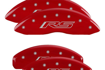 MGP 4 Caliper Covers Engraved Front & Rear Gen 5/RS Red finish silver ch - Brakes Rotors Pads