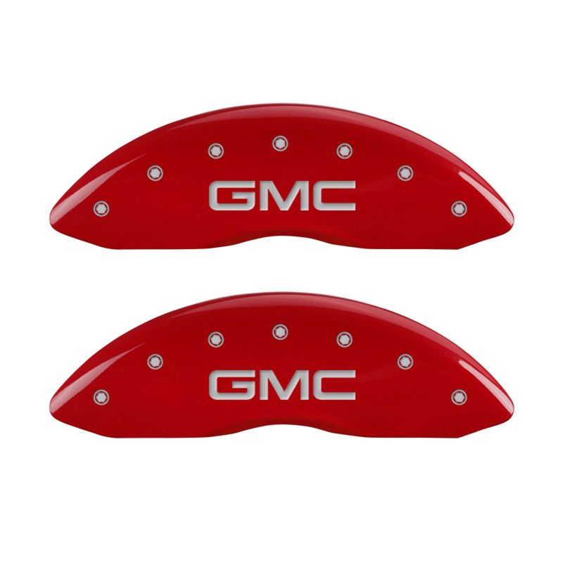 MGP 4 Caliper Covers Engraved Front & Rear GMC Red finish silver ch - Brakes Rotors Pads