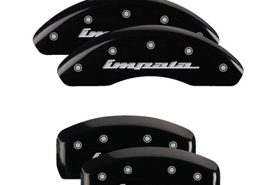 MGP 4 Caliper Covers Engraved Front & Rear Impala Black finish silver ch - Brakes Rotors Pads