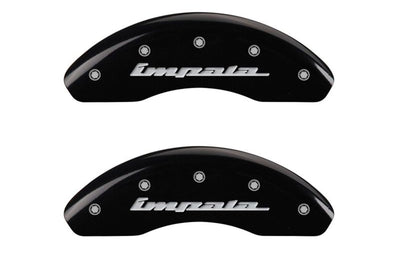 MGP 4 Caliper Covers Engraved Front & Rear Impala Black finish silver ch - Brakes Rotors Pads