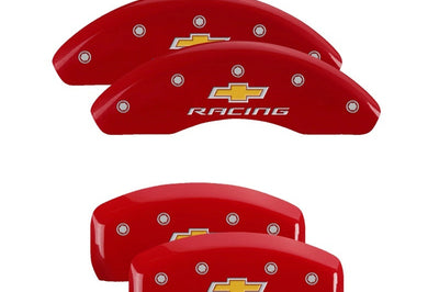MGP 4 Caliper Covers Engraved Front & Rear Impala Red finish silver ch - Brakes Rotors Pads