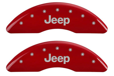 MGP 4 Caliper Covers Engraved Front & Rear JEEP Red finish silver ch - Brakes Rotors Pads