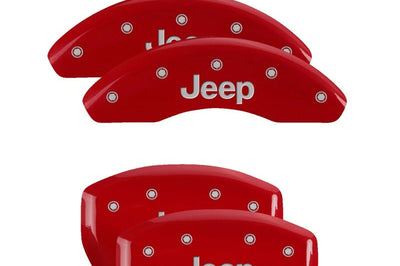 MGP 4 Caliper Covers Engraved Front & Rear JEEP Red finish silver ch - Brakes Rotors Pads