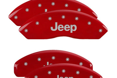 MGP 4 Caliper Covers Engraved Front & Rear JEEP Red finish silver ch - Brakes Rotors Pads