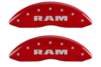 MGP 4 Caliper Covers Engraved Front & Rear RAM Red finish silver ch - Brakes Rotors Pads