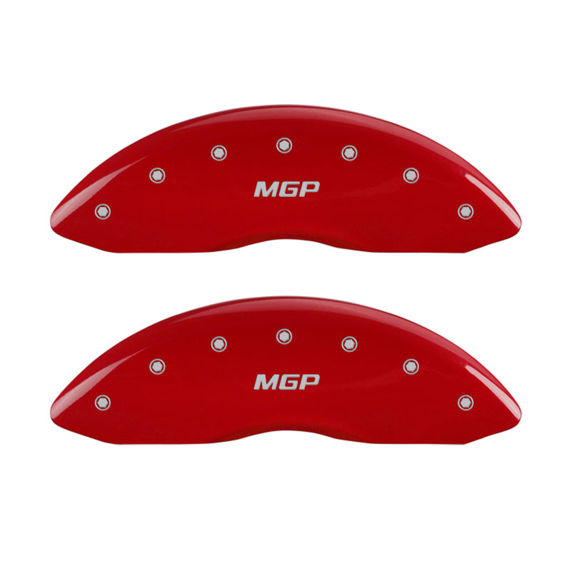 MGP 4 Caliper Covers Engraved Front & Rear Red finish silver ch - Brakes Rotors Pads