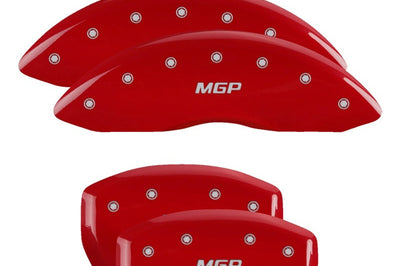 MGP 4 Caliper Covers Engraved Front & Rear Red finish silver ch - Brakes Rotors Pads