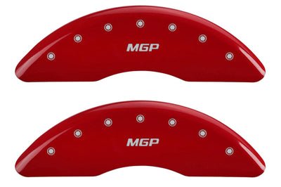 MGP 4 Caliper Covers Engraved Front & Rear Red finish silver ch - Brakes Rotors Pads