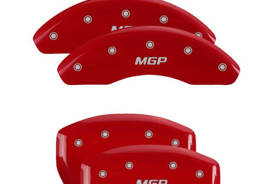 MGP 4 Caliper Covers Engraved Front & Rear Red finish silver ch - Brakes Rotors Pads