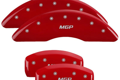 MGP 4 Caliper Covers Engraved Front & Rear Red finish silver ch - Brakes Rotors Pads