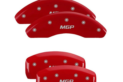 MGP 4 Caliper Covers Engraved Front & Rear Red finish silver ch - Brakes Rotors Pads