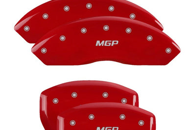 MGP 4 Caliper Covers Engraved Front & Rear Red finish silver ch - Brakes Rotors Pads