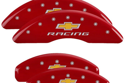 MGP 4 Caliper Covers Engraved Front & Rear Red finish silver ch - Brakes Rotors Pads