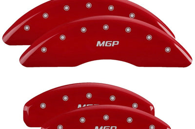 MGP 4 Caliper Covers Engraved Front & Rear Red finish silver ch - Brakes Rotors Pads