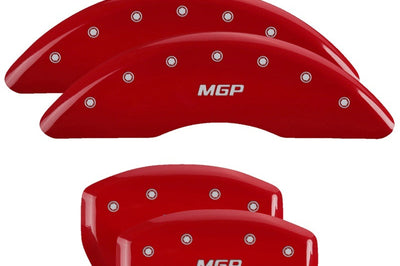 MGP 4 Caliper Covers Engraved Front & Rear Red finish silver ch - Brakes Rotors Pads