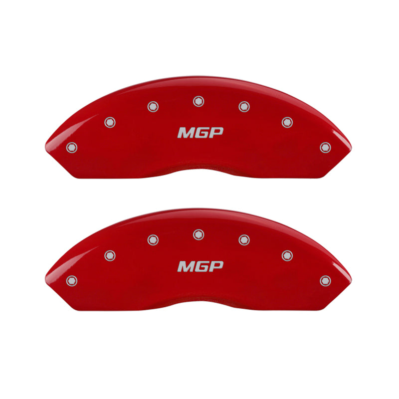 MGP 4 Caliper Covers Engraved Front & Rear Red finish silver ch Brakes Rotors Pads