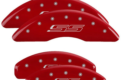 MGP 4 Caliper Covers Engraved Front & Rear Red finish silver ch - Brakes Rotors Pads