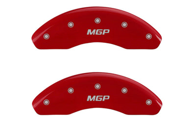 MGP 4 Caliper Covers Engraved Front & Rear Red finish silver ch - Brakes Rotors Pads