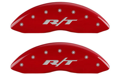 MGP 4 Caliper Covers Engraved Front & Rear RT1-Truck Red finish silver ch - Brakes Rotors Pads