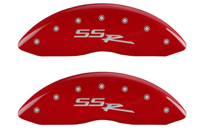 MGP 4 Caliper Covers Engraved Front & Rear SSR Red finish silver ch - Brakes Rotors Pads
